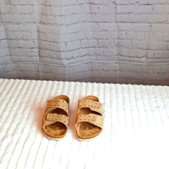 AUTENTI Spain Womans Real Suede Studded Tan Cork Slides 38= 7 - Picture 3 of 8